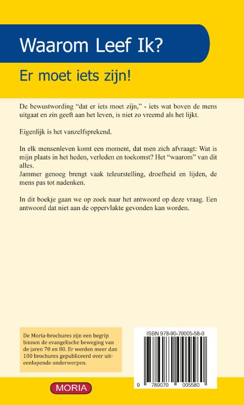 Achterkant van Waarom leef ik? Er moet iets zijn
