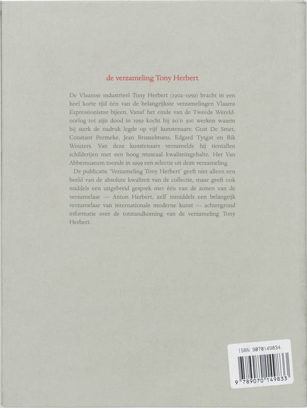 Achterkant van Verzameling Tony Herbert