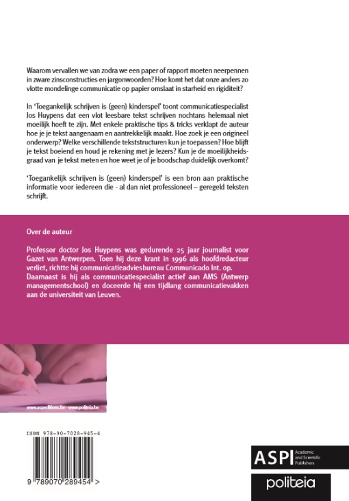 Achterkant van Toegankelijk schrijven is (geen) kinderspel
