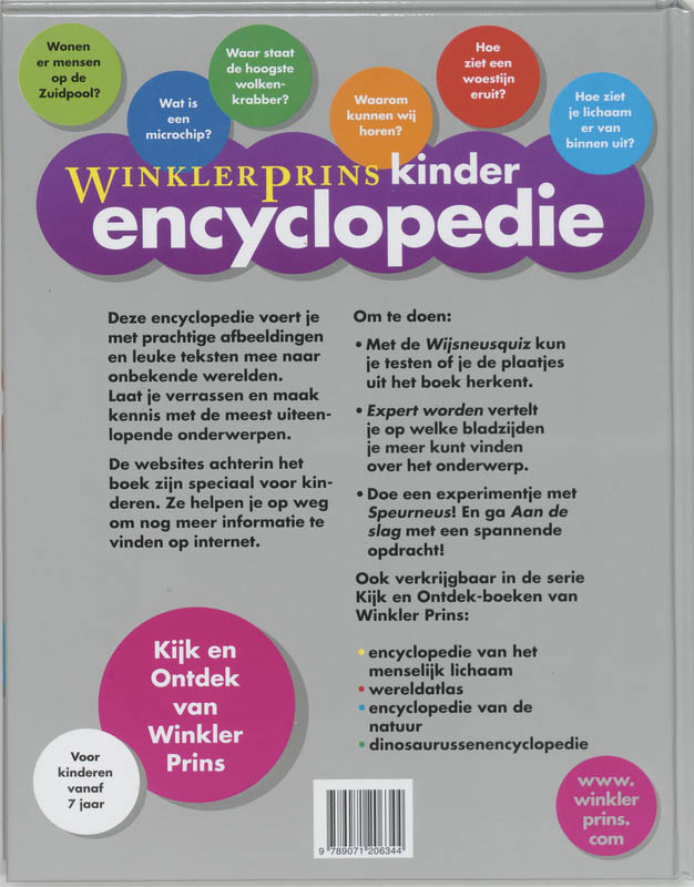 Achterkant van Winkler Prins Kinder Encyclopedie