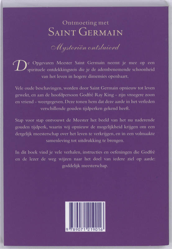 Achterkant van Ontmoeting met Saint Germain