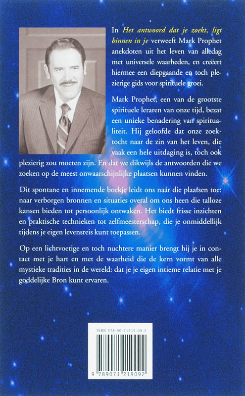 Achterkant van Het antwoord dat je zoekt, ligt binnen in je