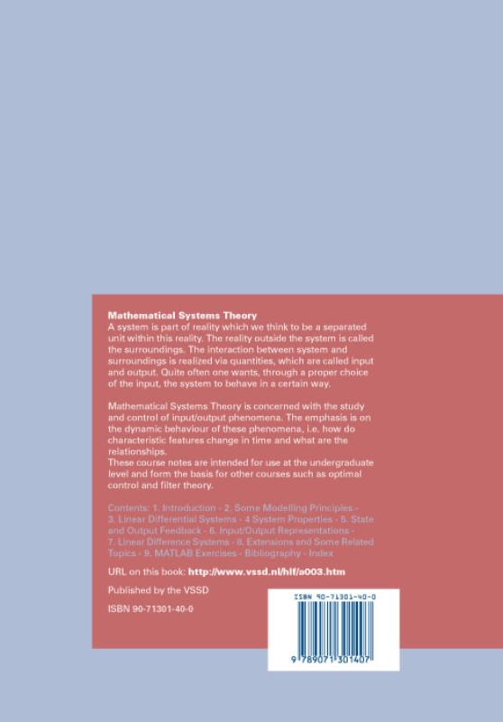 Achterkant van Mathematical systems theory