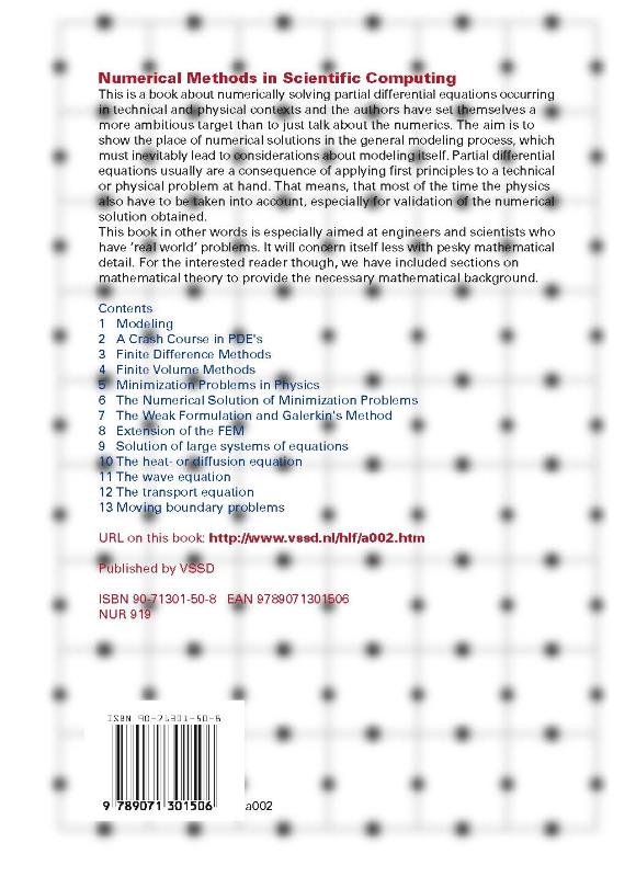 Achterkant van Numerical Methods in Scientific Computing