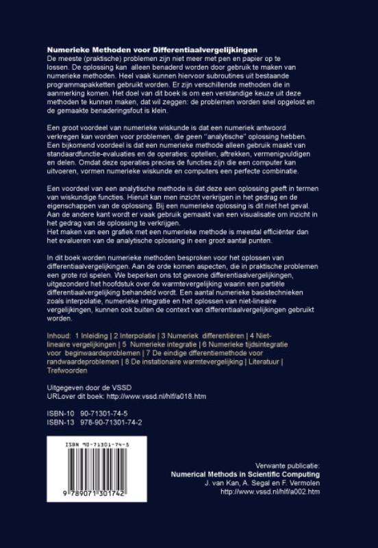 Achterkant van Numerieke Methoden voor Differentiaalvergelijkingen