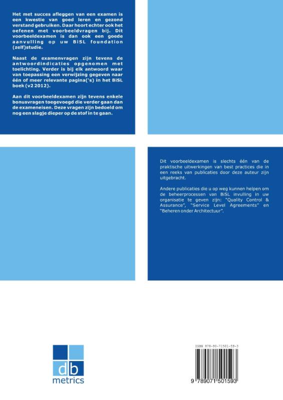 Achterkant van BiSL foundation voorbeeldexamen