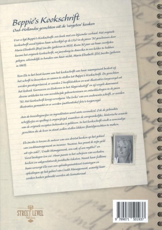 Achterkant van Beppie's kookschrift