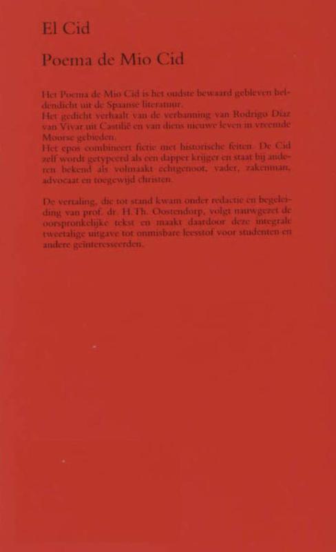 Achterkant van De Cid Poema de mio Cid