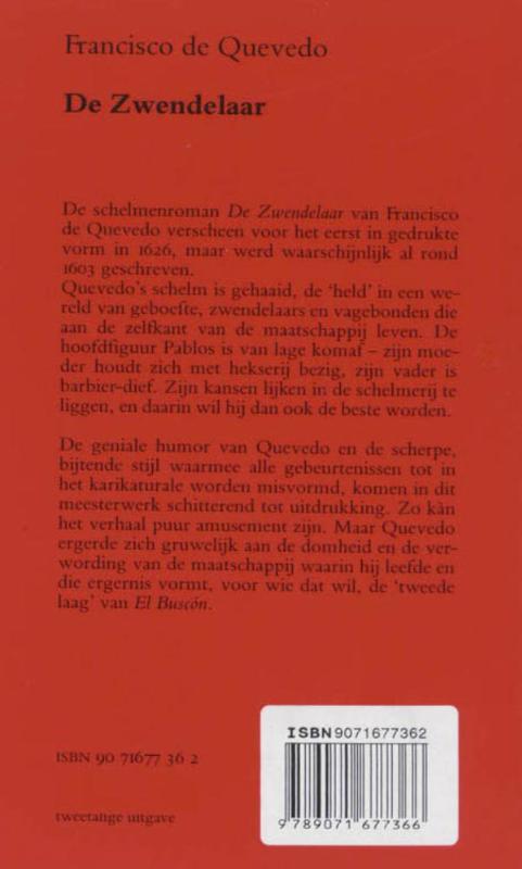 Achterkant van De zwendelaar El buscon