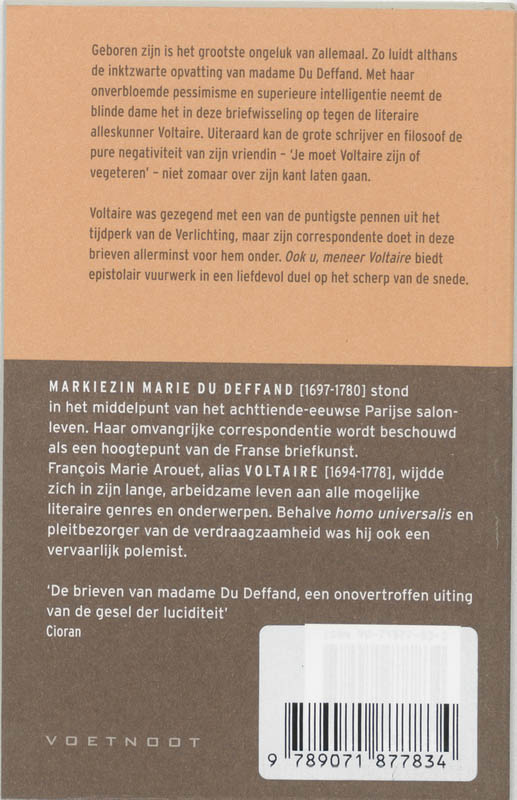 Achterkant van Ook u, meneer Voltaire