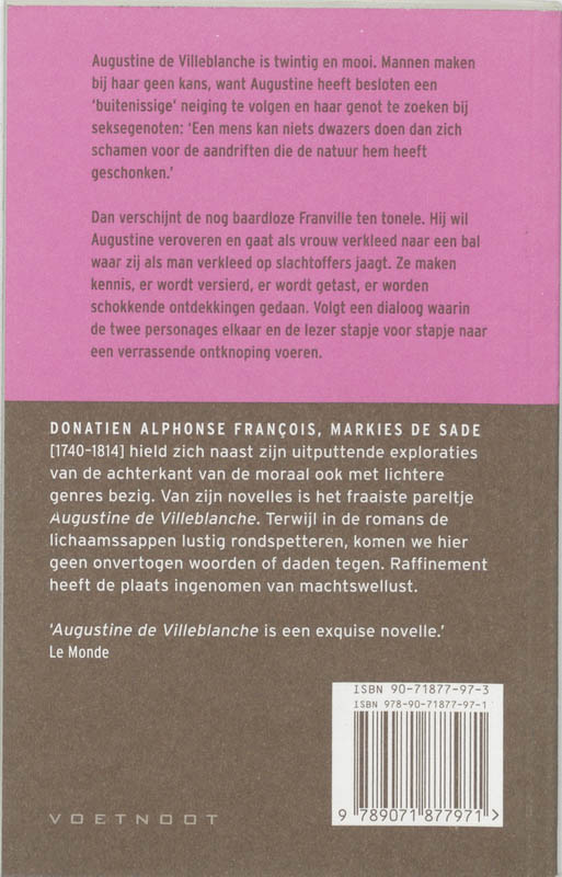 Achterkant van Augustine de Villeblanche of Liefdes list