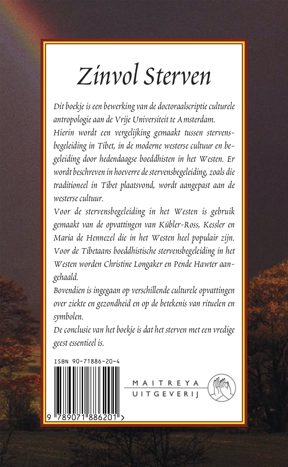 Achterkant van Zinvol sterven