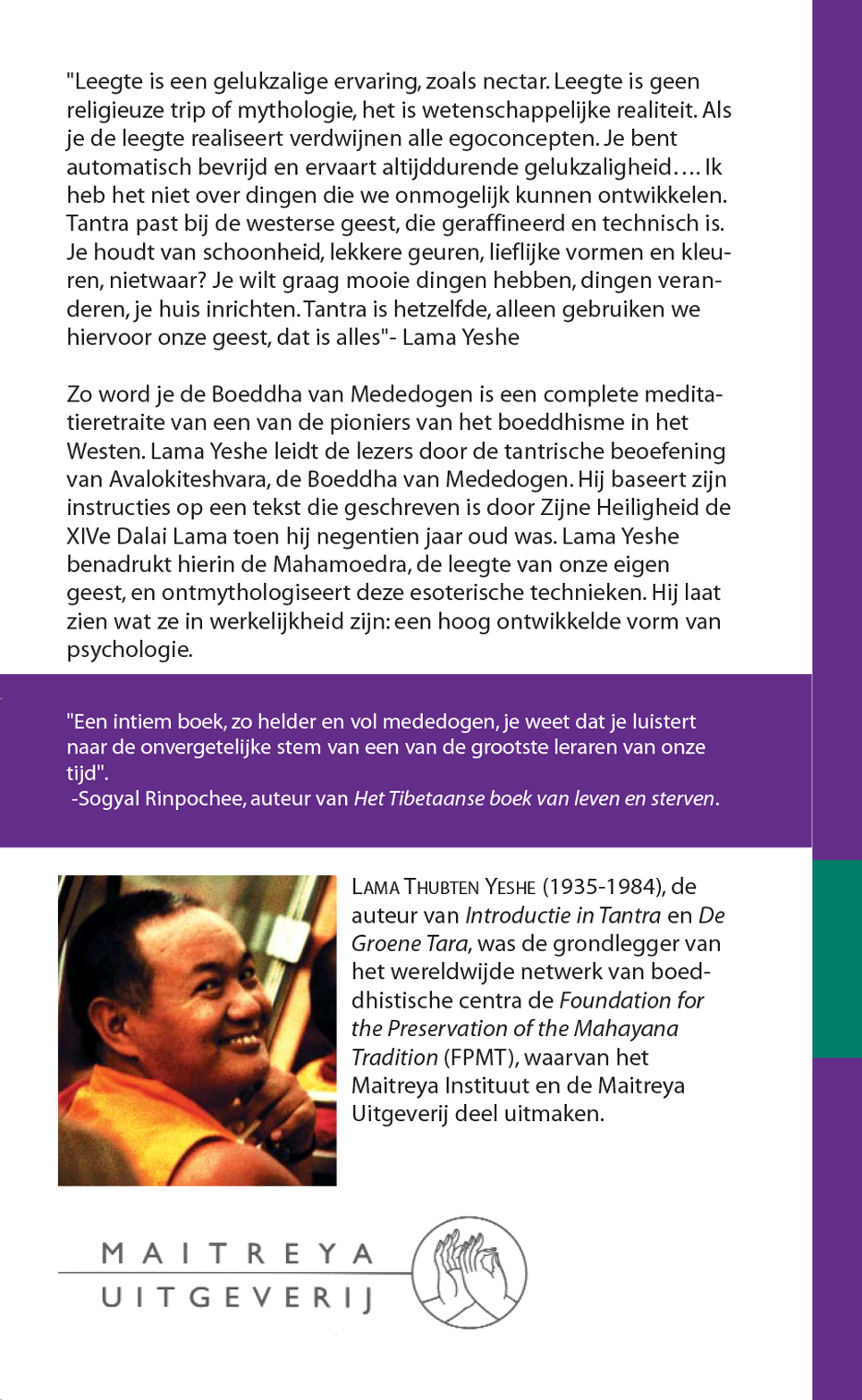 Achterkant van Zo word je Boeddha van Mededogen