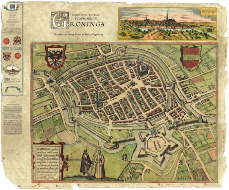 Achterkant van Civitate Orbis Terrarum: Stadscaerte Groninga