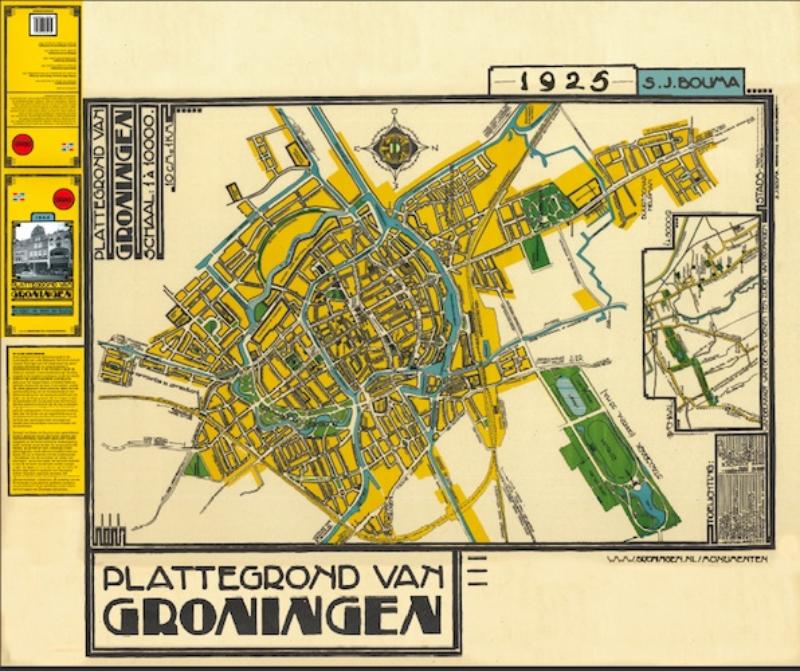 Achterkant van Bouma's plattegrond van Groningen