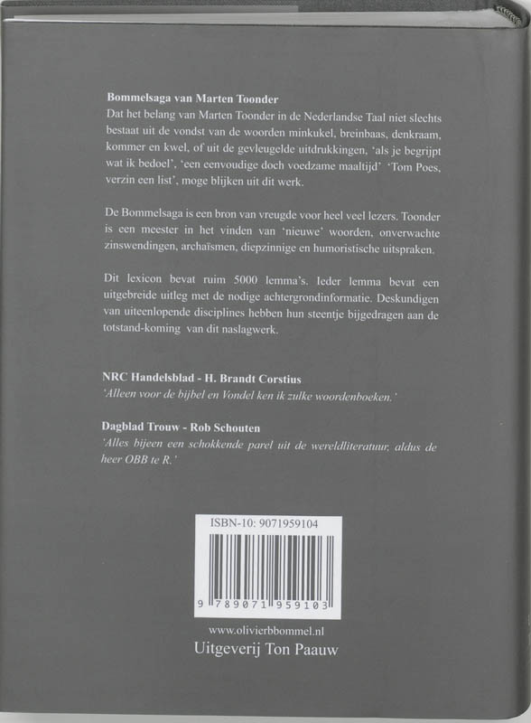 Achterkant van Taal van Toonder