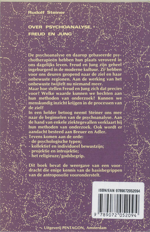 Achterkant van Over psychoanalyse, Freud en Jung