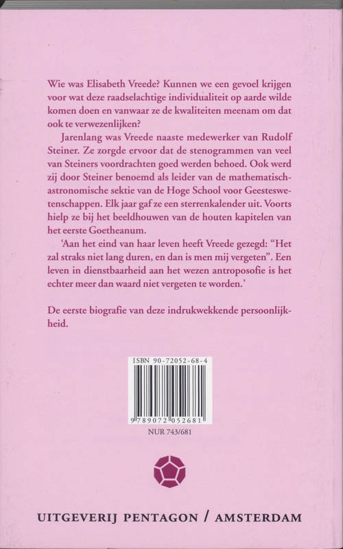 Achterkant van Elisabeth Vreede