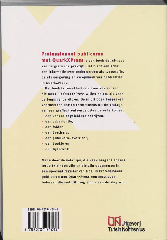 Achterkant van Professioneel publiceren met QuarkXPress