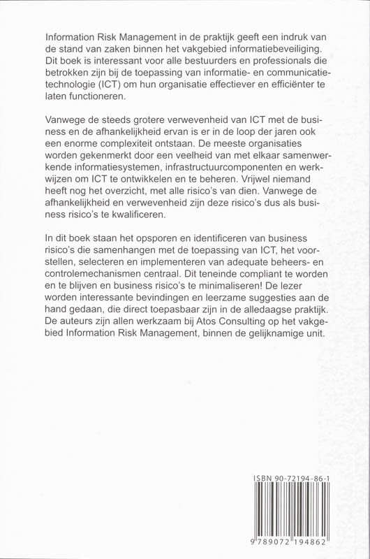 Achterkant van Information Risk Management in de praktijk