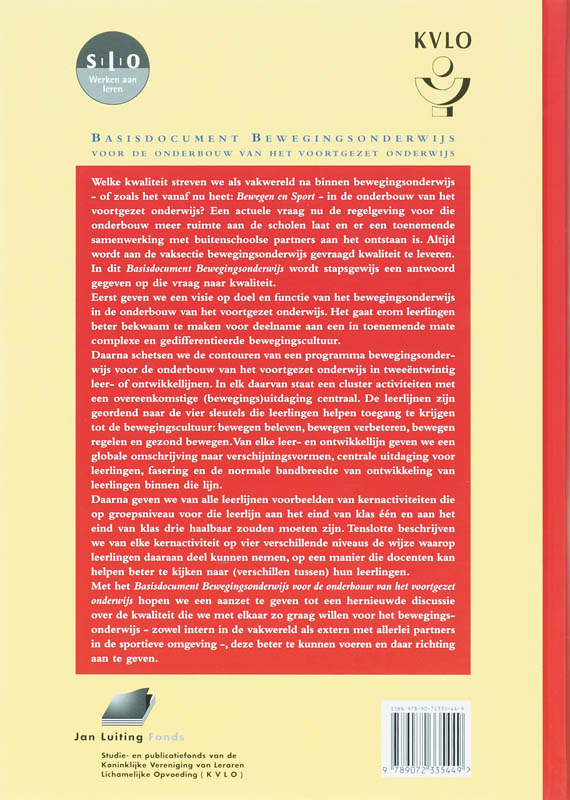 Achterkant van Basisdocument bewegingsonderwijs V.O.