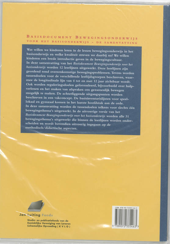 Achterkant van Basisdocument bewegingsonderwijs B.O. de samenvatting