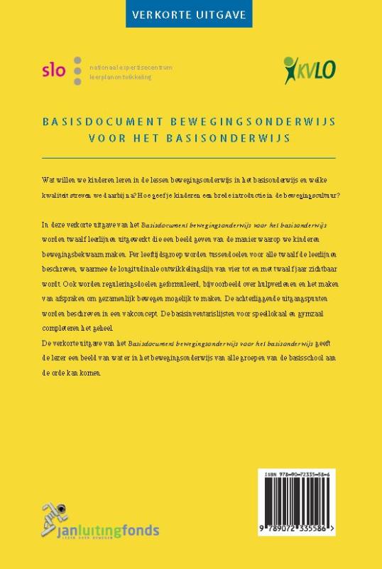 Achterkant van Basisdocument bewegingsonderwijs voor het basisonderwijs - verkorte uitgave