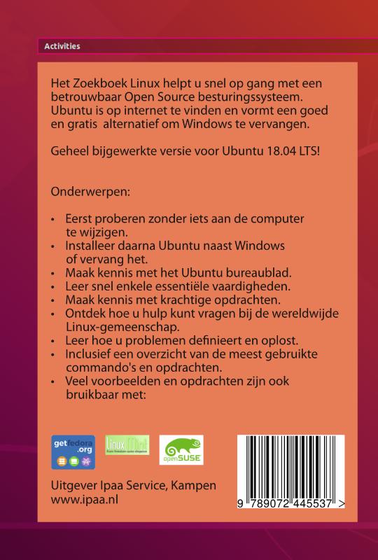 Achterkant van Zoekboek Linux