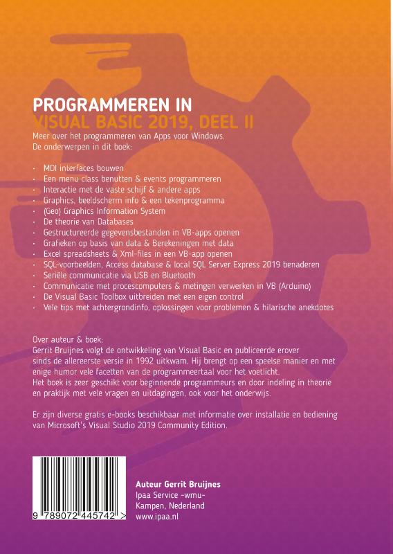 Achterkant van Programmeren in Visual Basic 2019