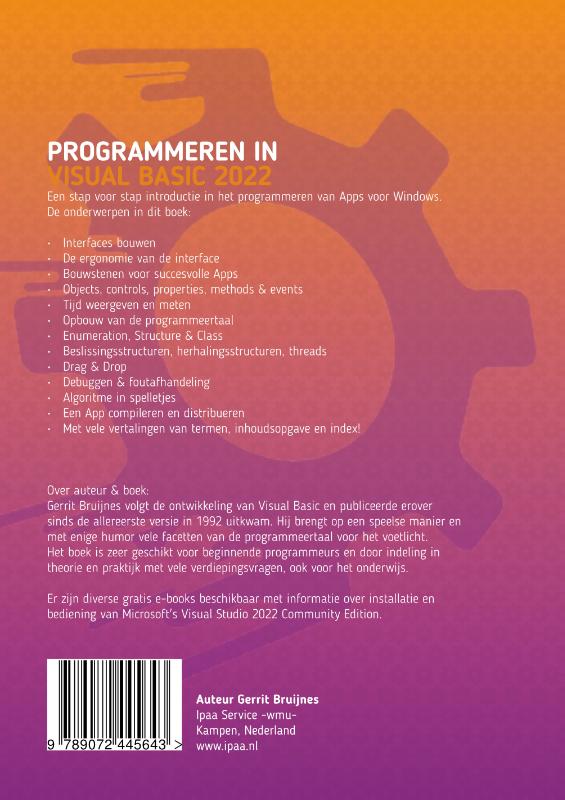 Achterkant van Programmeren in Visual Basic 2022