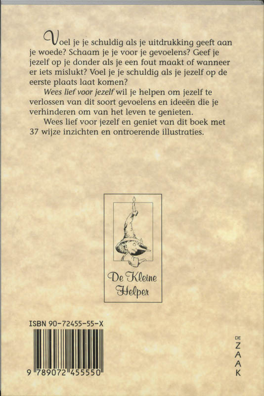 Achterkant van Wees lief voor jezelf