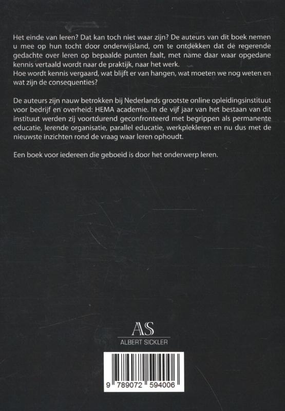 Achterkant van Over het einde van leren
