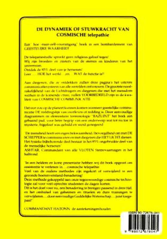 Achterkant van De dynamiek van cosmische telepathie