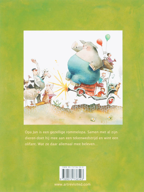 Achterkant van Opa Jan wint een olifant