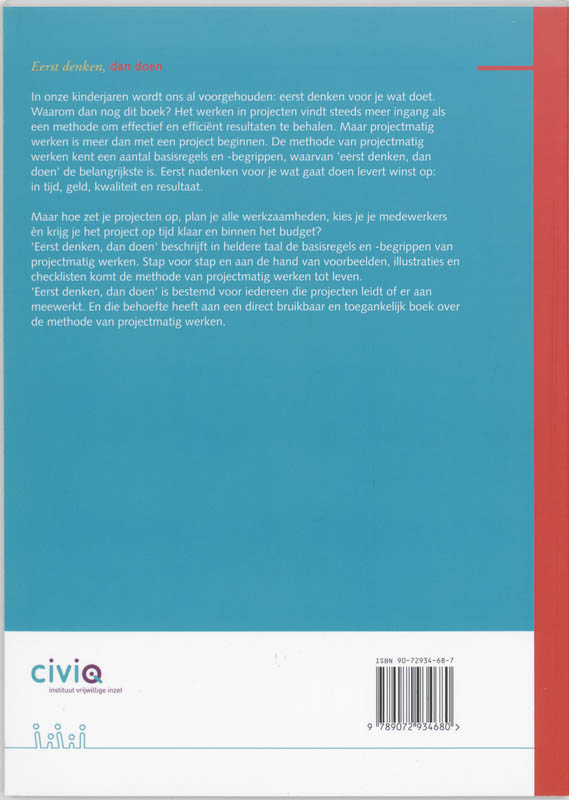Achterkant van Eerst denken, dan doen