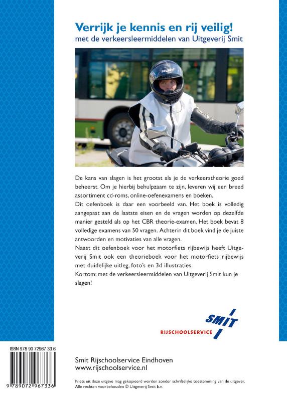Achterkant van Oefenboek Motorfiets