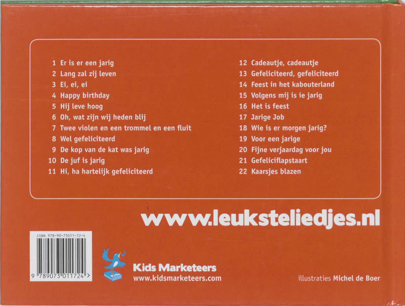 Achterkant van Verjaardagsliedjes