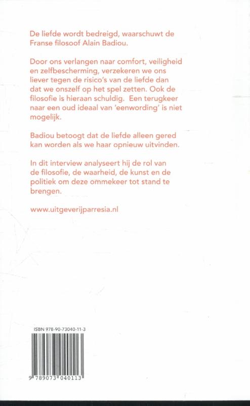 Achterkant van Ode aan de liefde