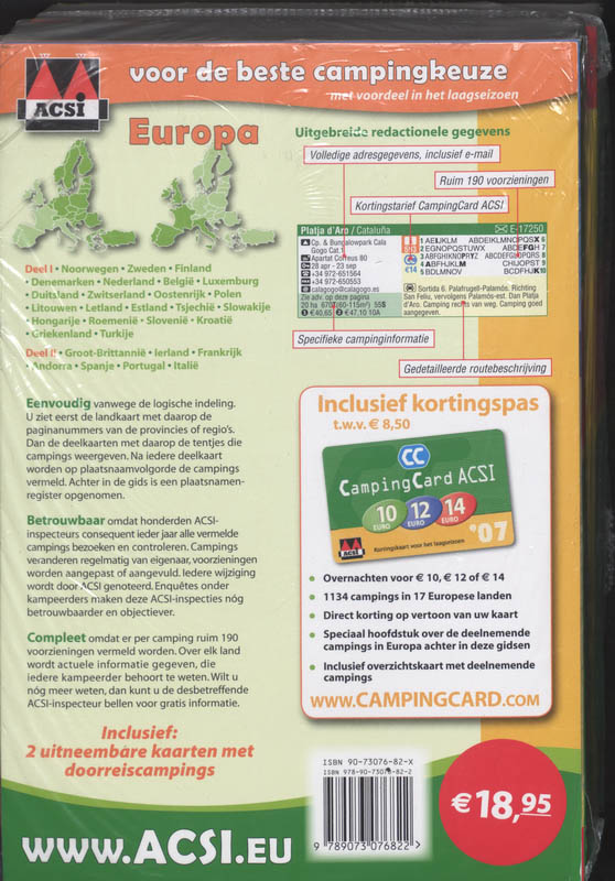 Achterkant van ACSI Campinggids Europa 2 dln 2007