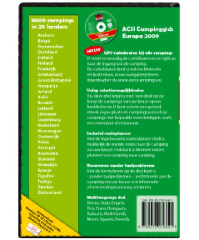 Achterkant van ACSI Camping Europa 2009