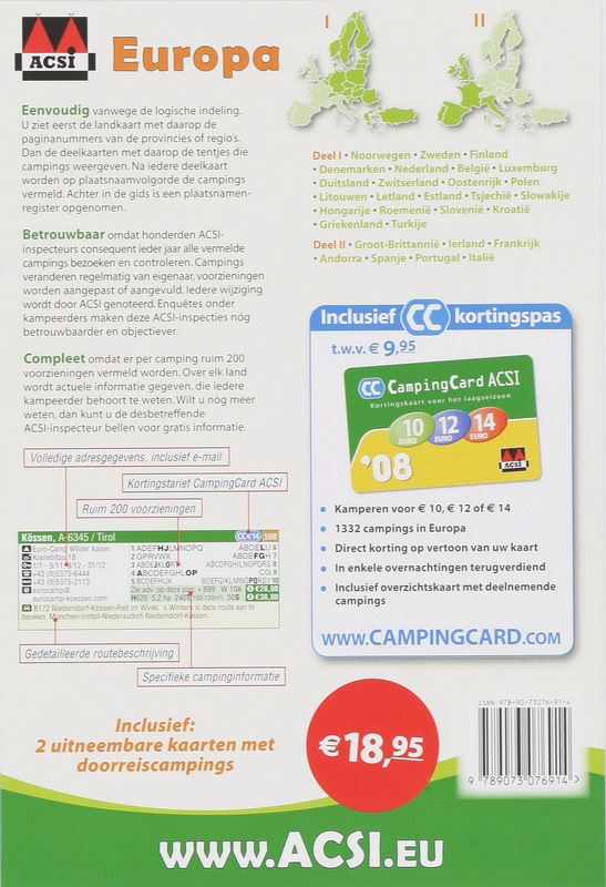 Achterkant van ACSI Campinggids Europa 2 dln 2008