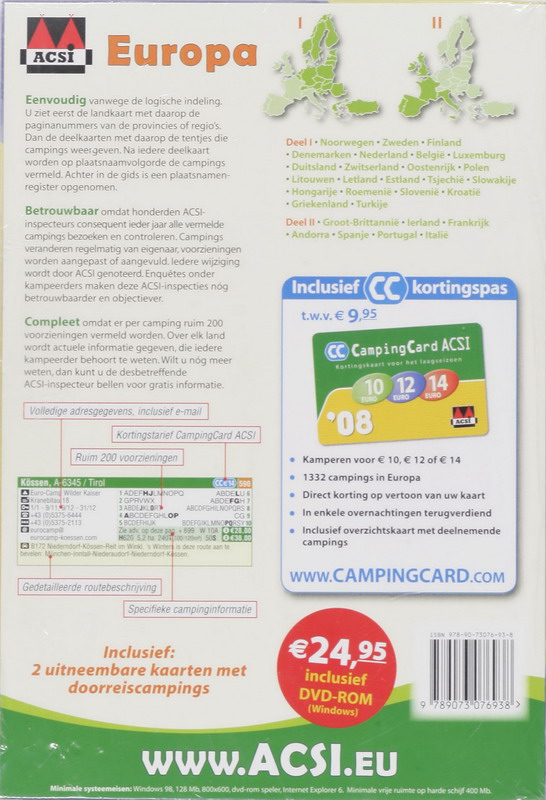 Achterkant van ACSI Campinggids Europa 2 dln 2008