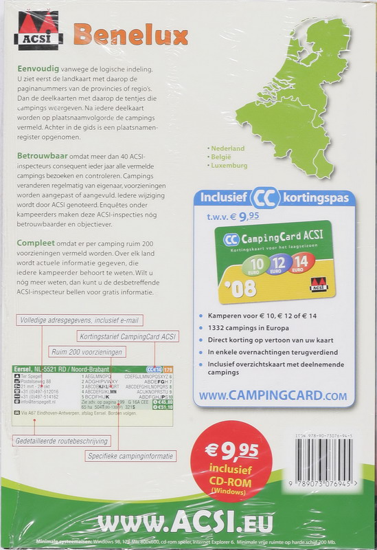 Achterkant van ACSI Campinggids Benelux 2008