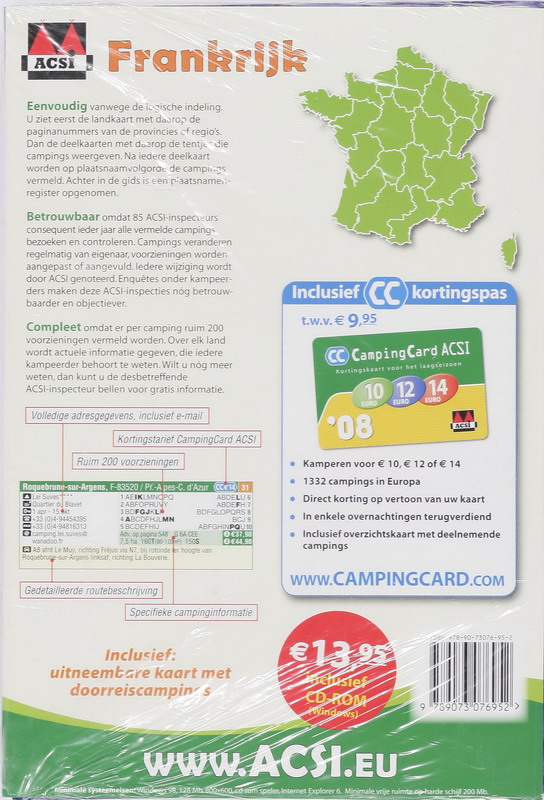 Achterkant van ACSI Campinggids Frankrijk 2008