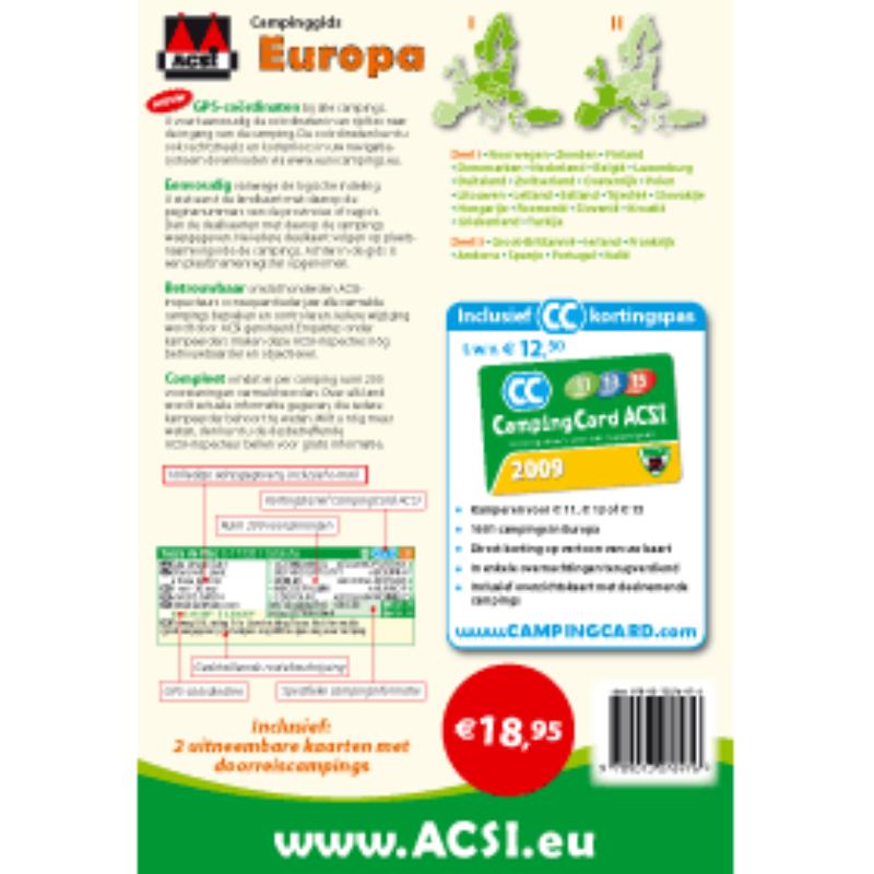 Achterkant van ACSI Campinggids Europa set 2 dln 2009