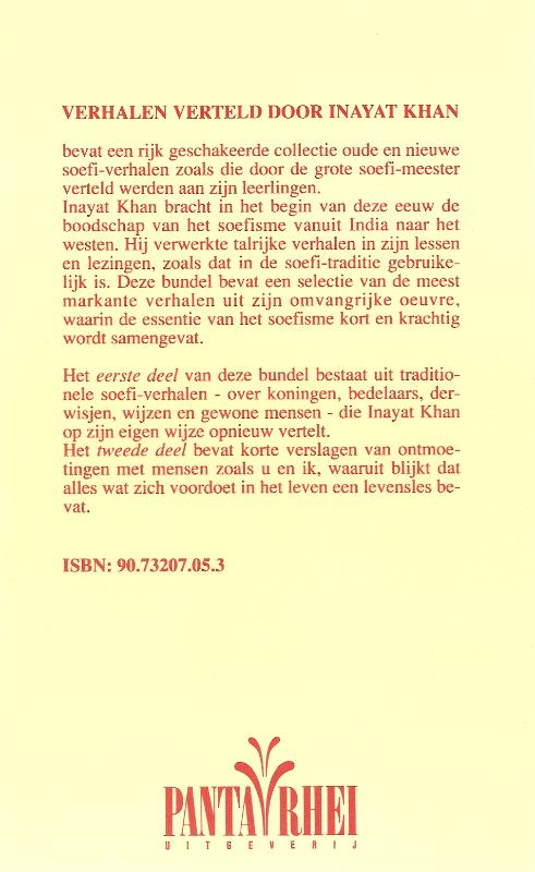 Achterkant van Verhalen verteld door Inayat Khan uit de Soefi-boodschap van Inayat Khan
