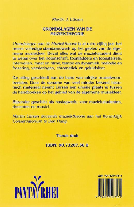 Achterkant van Grondslagen van de muziektheorie