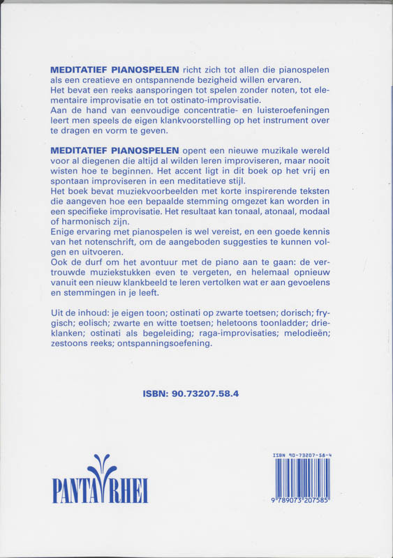 Achterkant van Meditatief pianospelen