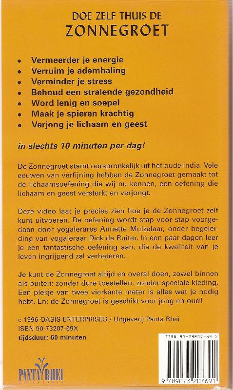 Achterkant van Doe zelf thuis de zonnegroet