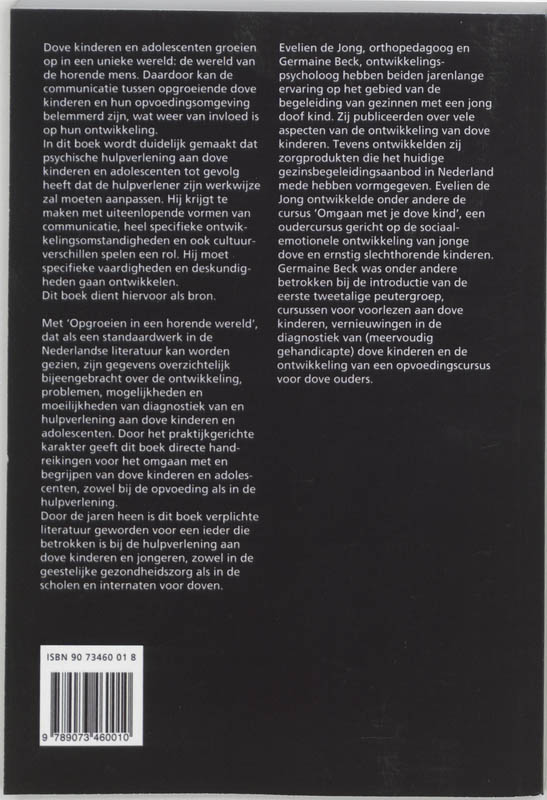 Achterkant van Opgroeien in een horende wereld